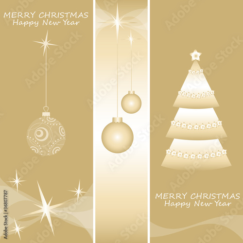 banner natalizi con palline, stelle, albero e trasparenze