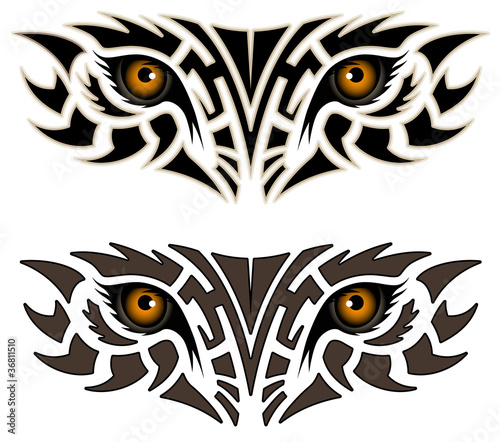 Eyes of an animal, tribal tattoo