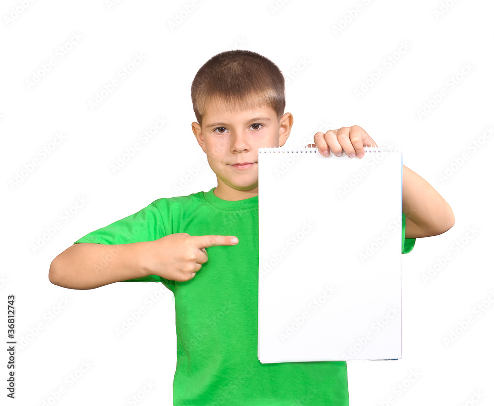 boy with a white banner boy with a white banner