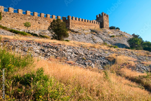 walls of Genoese fortress in Sudak, Crimea, Ukraine