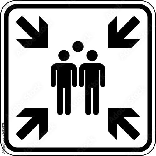 Sammelstelle Sammelplatz Versammlung Piktogramm Zeichen