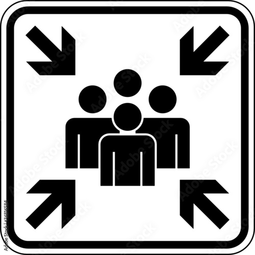 Sammelstelle Sammelplatz Versammlung Piktogramm Zeichen