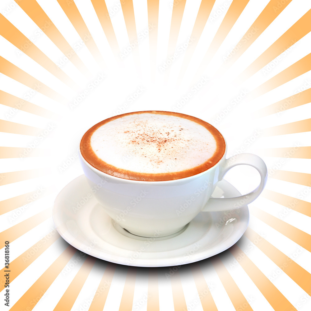 coffee cup with ray of light background. coffee cup with ray of light background.