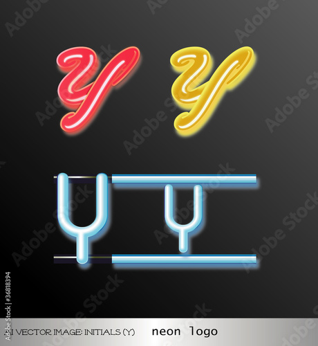 ai Vector image: initials (y) neon logo