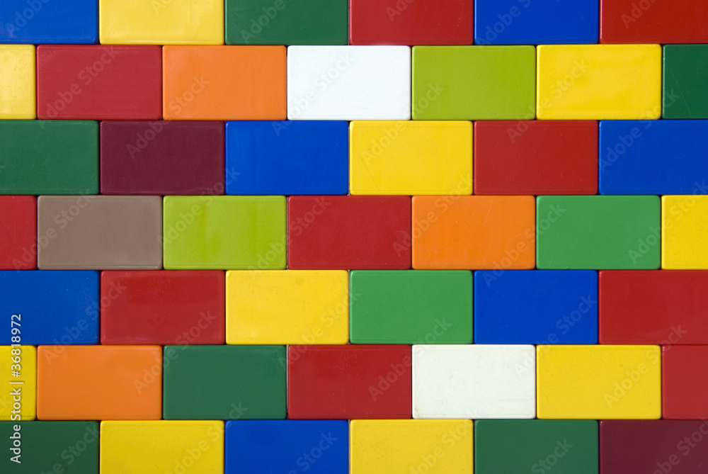 Colorful wall from toy bricks