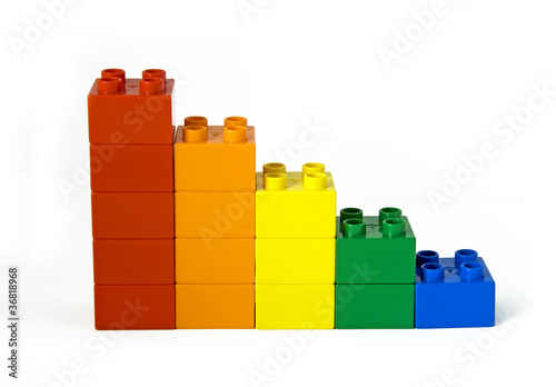 Photography Toy block stairs as a colorful graph