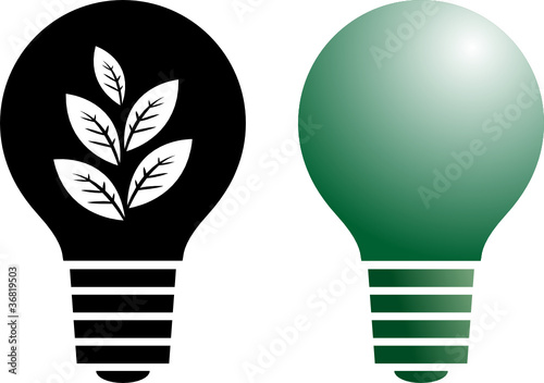 Green bulb symbol, vector illustration