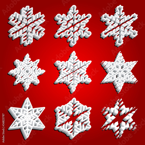 Eiskristalle und Schneeflocken- Vector