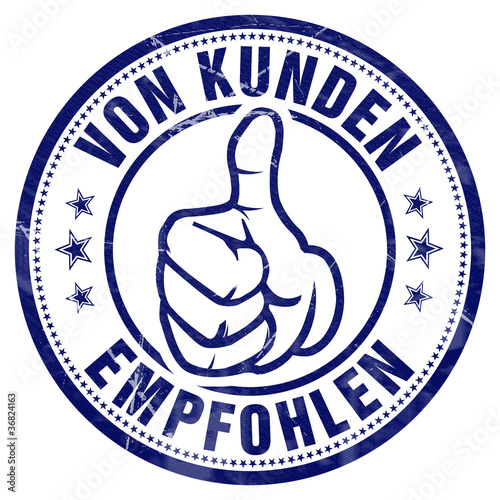von kunden empfohlen button stempel
