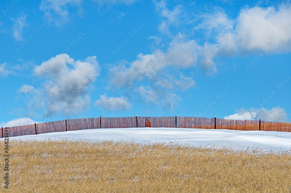 Protective Snow Fence in Field
