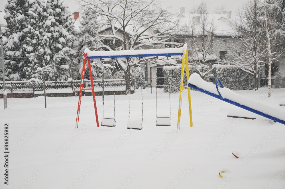 blocked with snow playground blocked with snow playground