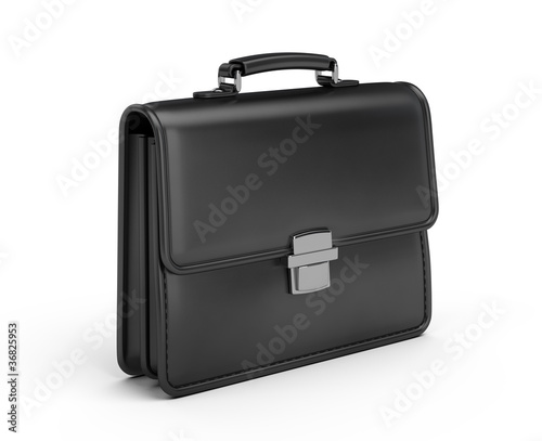 Black leather briefcase photo