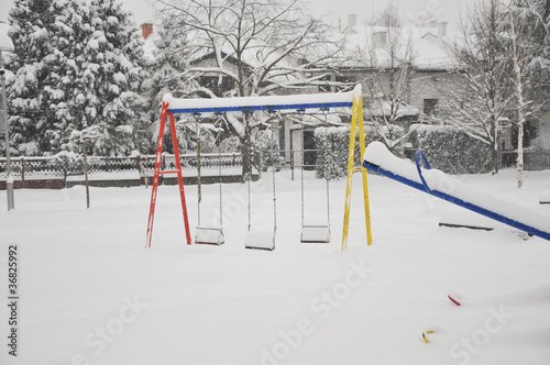 blocked with snow playground