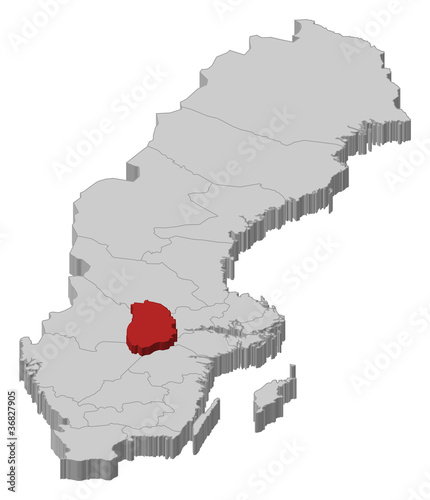 Map of Sweden, Örebro County highlighted photo