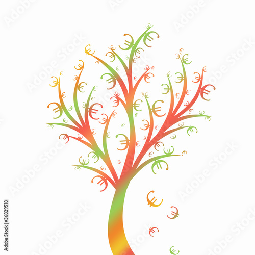Abstract money tree on white background 