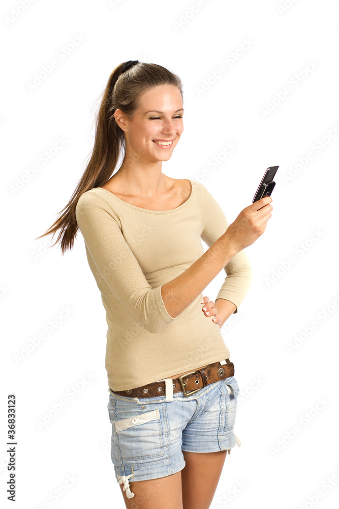 Girl with mobile phone Girl with mobile phone