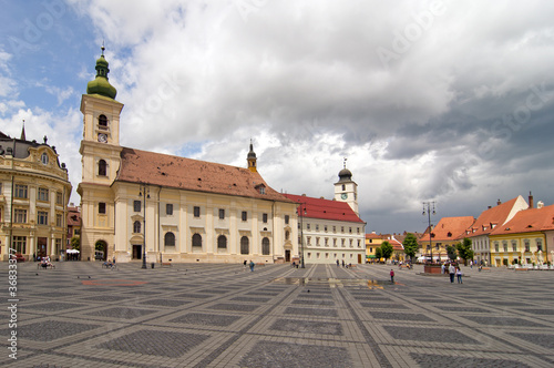 main square historical arhitecture in Sibiu Transylvania Romania