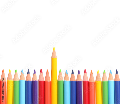 Colored pencils isolated on white background