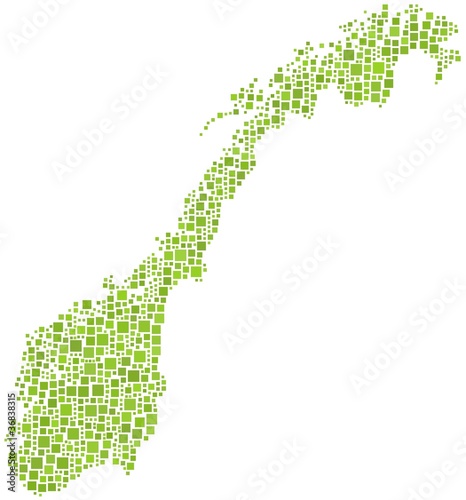 Map of Norway (Europe) in a mosaic of squares