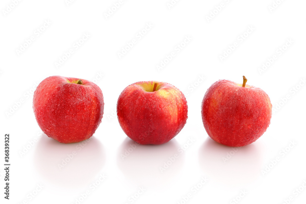 fresh Red Apple with water drop on white background fresh Red Apple with water drop on white background