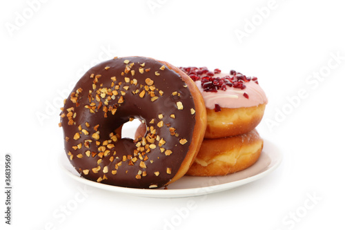 delicious and sweet donut with chocolate and peanut
