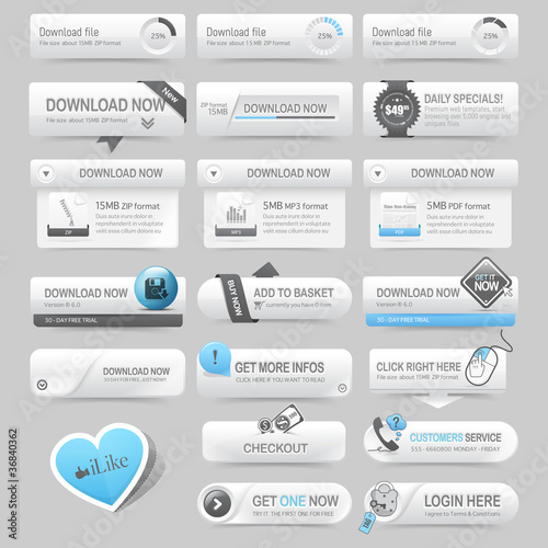 Web site navigation elements:buttons with ornaments
