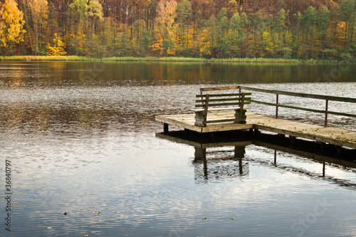 Old wooden jetty over the l...