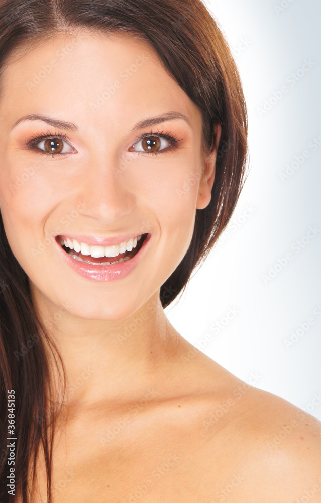 Portrait of young and healthy brunette isolated on white Portrait of young and healthy brunette isolated on white
