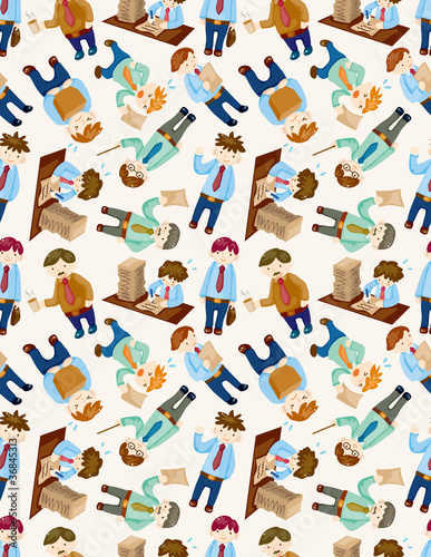 seamless cartoon office worker pattern