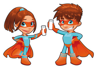 Fototapete Superhelden Young superheroes. Vector characters. Isolated objects  © ddraw