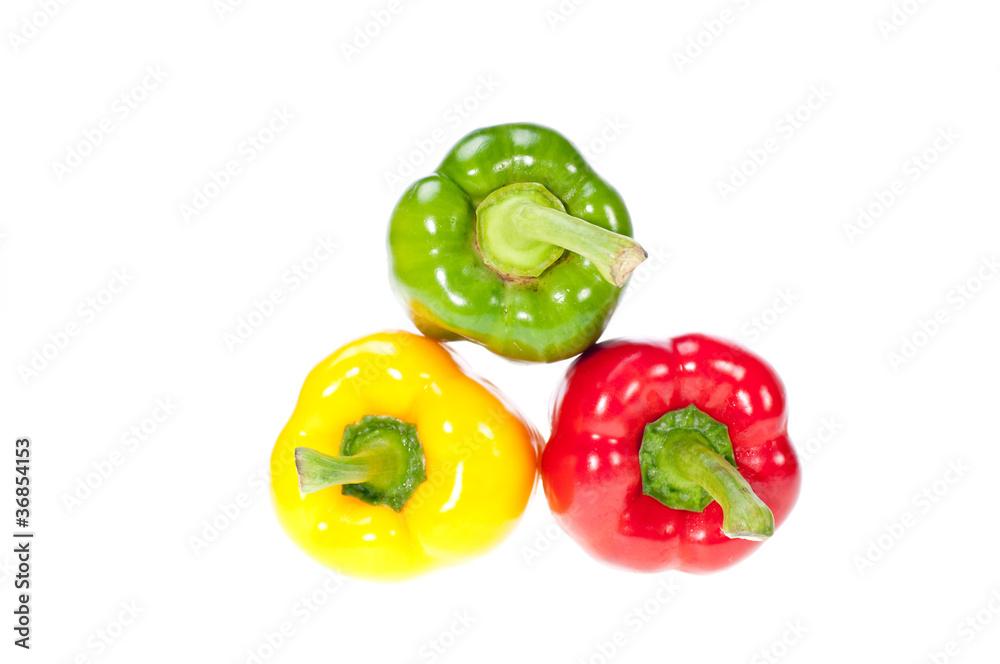 Three bell peppers stacked Three bell peppers stacked