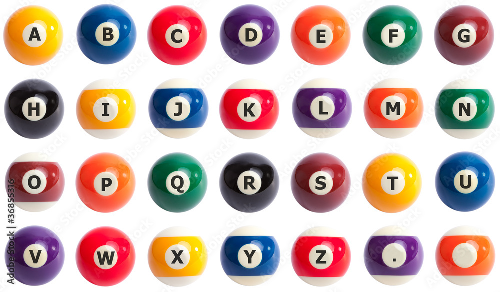 Pool ball alphabet Pool ball alphabet