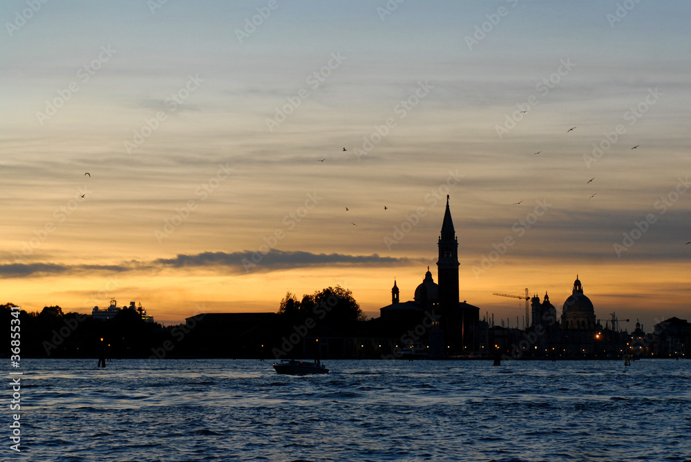 Venezia Skyline Silhouette Sunset Tramonto Alba suggestivo