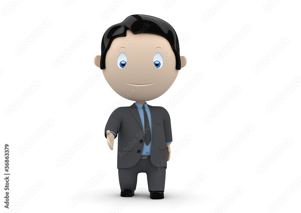 Welcome! Social 3D characters: businessman stretch hand Welcome! Social 3D characters: businessman stretch hand