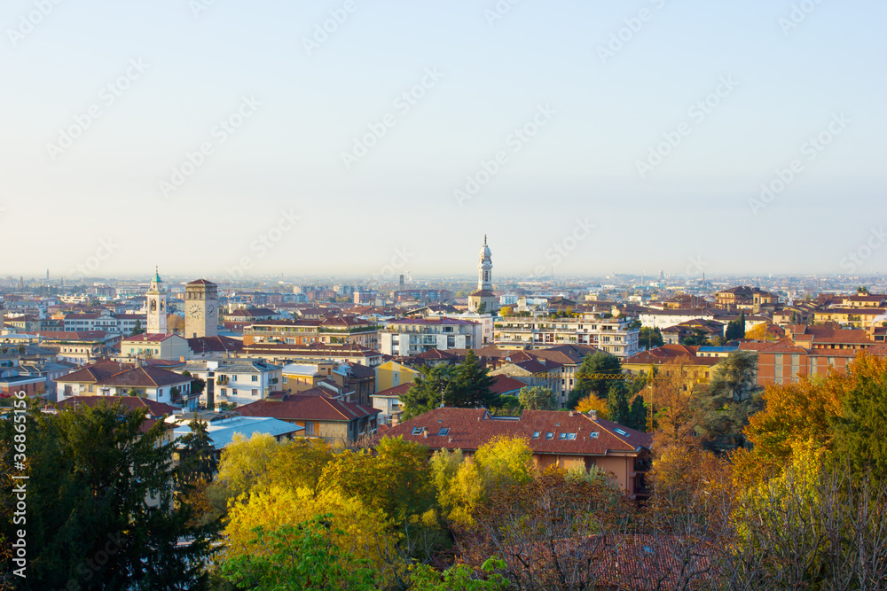 panorama of lower  town of Bergamo , Italy
