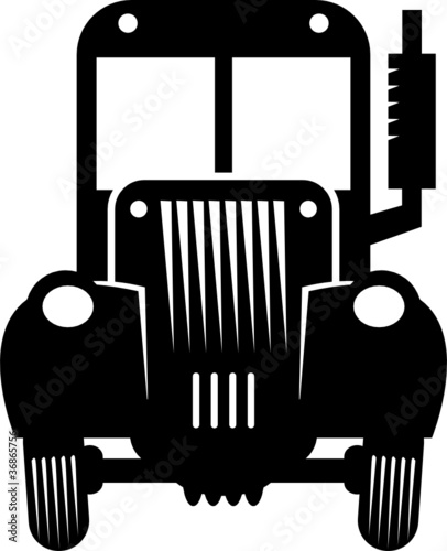 Retro tractor, vector illustration