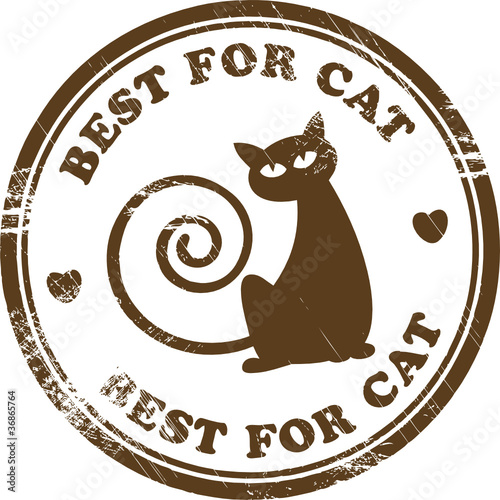 Grunge rubber stamp with cat inside the stamp, vector