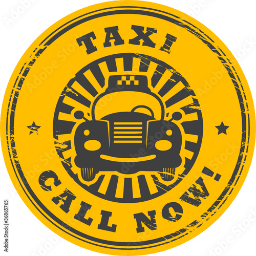 Stamp with the taxi cab and the words Call Now