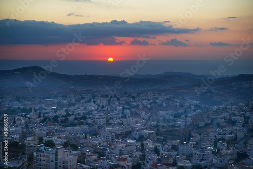 Sunrise in Bethlehem city in Palestine, Israel