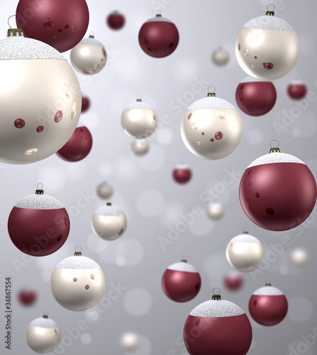 Christmas balls on background
