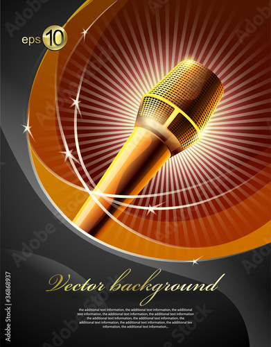 Background for design with a microphone and concert light