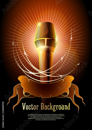 Background for design with a microphone and concert light