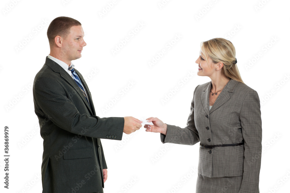 Business people exchanging business cards