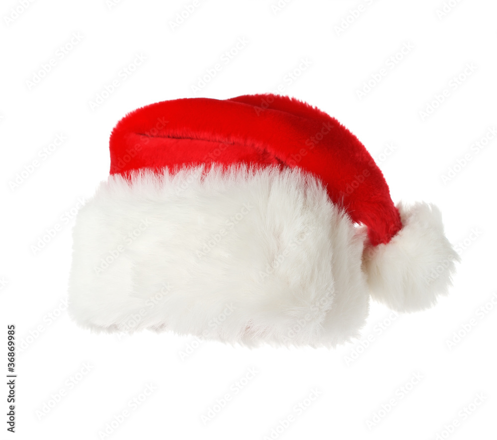 Front virw of a Santa's hat isolated on white Front virw of a Santa's hat isolated on white