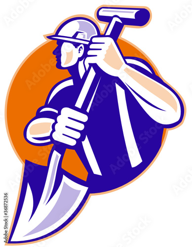 construction worker spade retro style