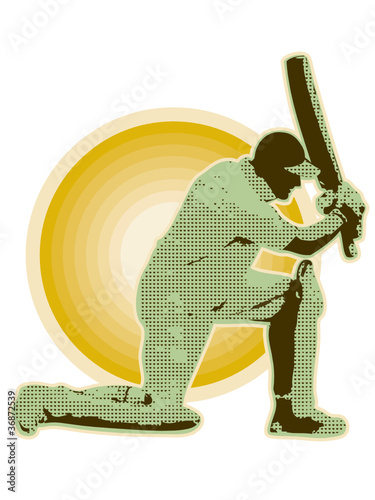 cricket sports batsman batting retro