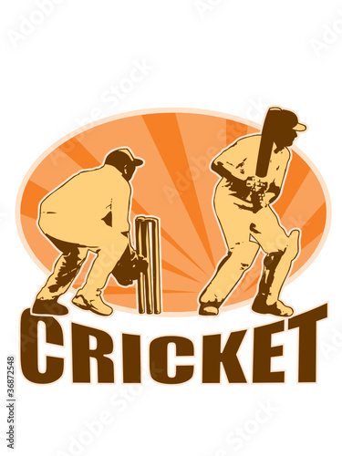 cricket sports batsman batting retro wicket keeper