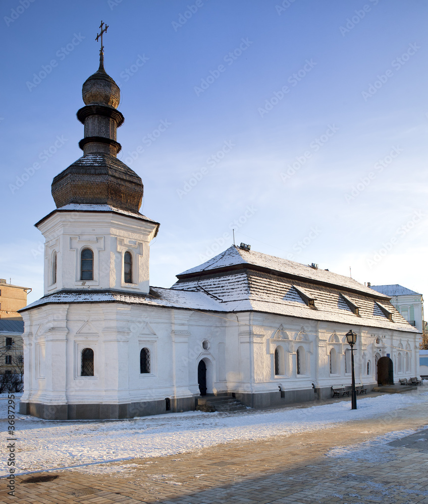 Refectory church of Saint Michael cathedral in Kiev in snow