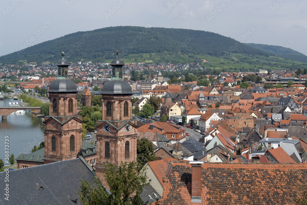 Miltenberg aerial view in sunny ambiance