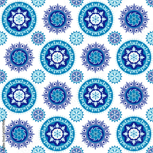 Winter seamless background with decorative snowflakes